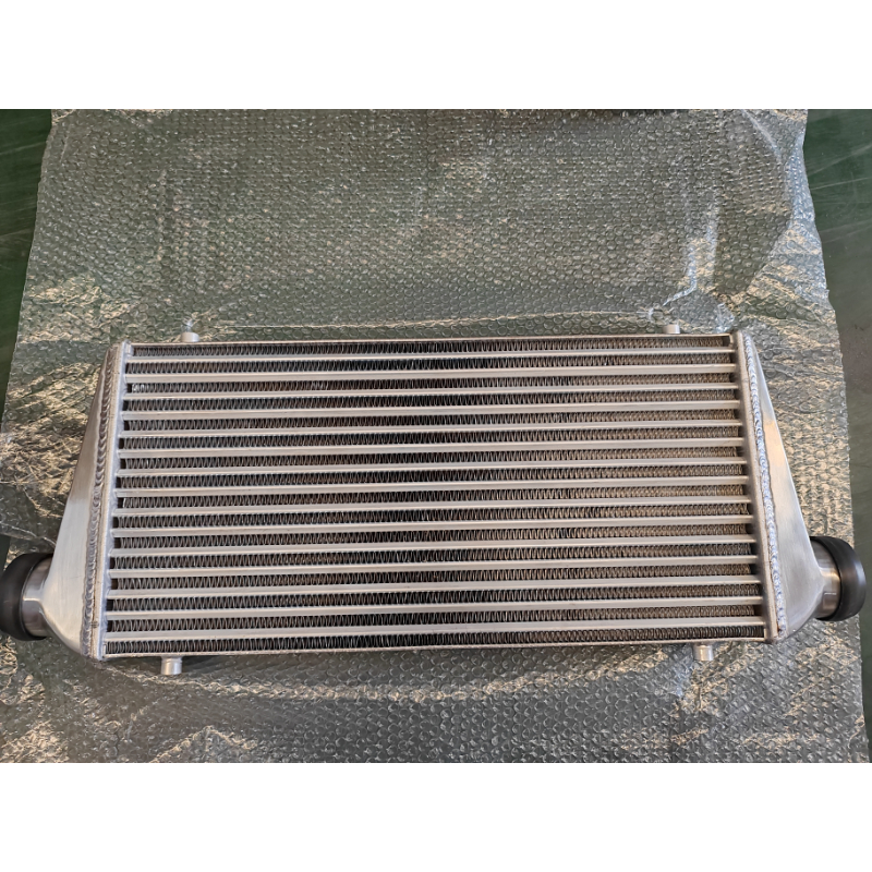 aluminium front mount universal delta fin intercooler 600x290x68mm 75mm inlet outlet